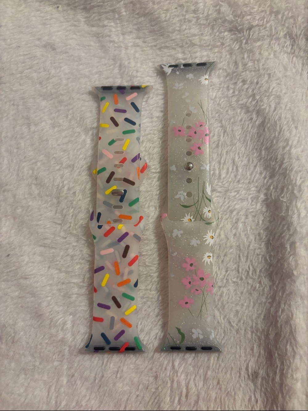 Floral & Sprinkle Silicone Watch Bands for Women - Pink & Multicolor
